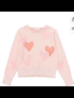 GAP Kids  Pink Heart Crewneck Sweater Small (6/6x)